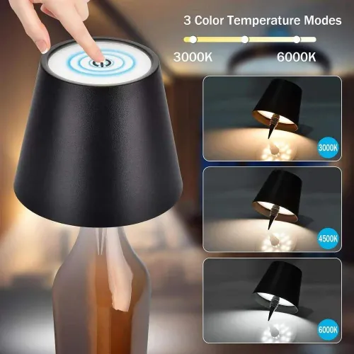 USB Charge Bottle Table Lamp Touch Control of 3 Colors and Stepless Dimming Night Lamp