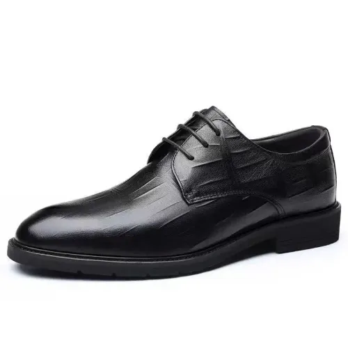 Black Loafers Shoes Plaid Social Shoe Male Solid