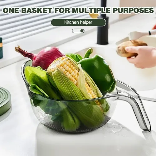 2PCS Multifunctional Rice Rinser Bowl Drainer Scoop Water Filter Cup Plastic Material For Washing Fruits Vegetables Draining