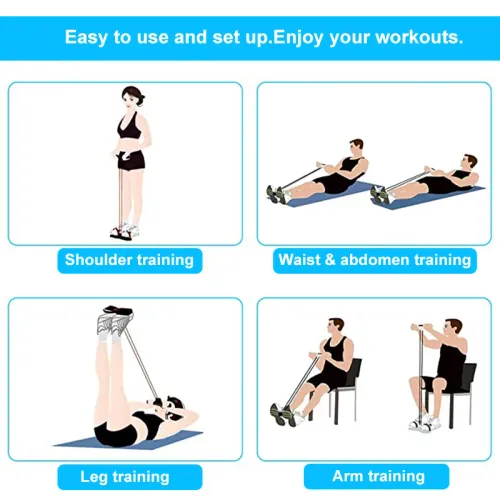 Resistance Bands 4-Tube Yoga Pedal Puller Resistance Band Elastic Pull Rope Fitness Equipment for Abdomen Waist Arm Training