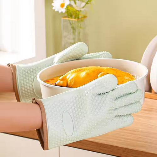 Heat Resistant  Gloves Insulated Silicone Gloves  Silicone Oven Gloves Heat Resistant Waterproof Kitchen Non-slip