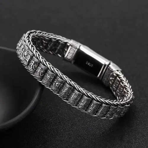 Retro Six Syllable Mantra Wristband Light Luxury Braided Niche Fashion Personality Accessory