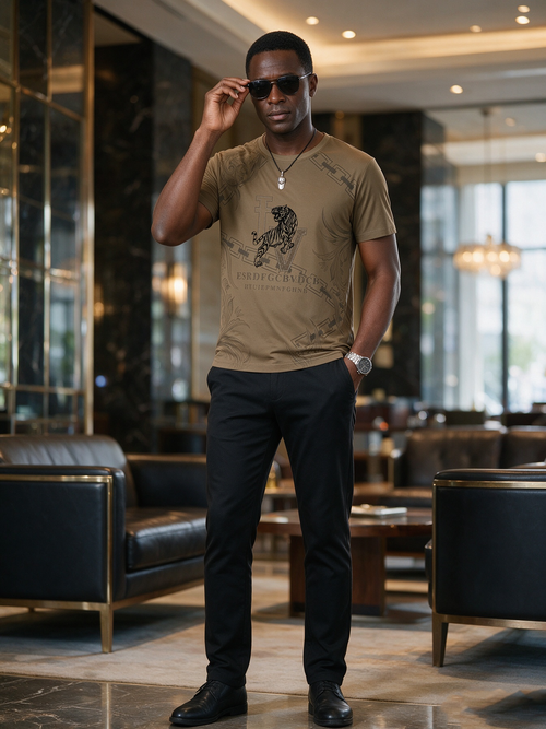 Men's Ice Silk Jacquard T-Shirt