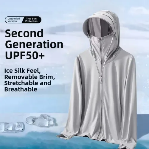 ☀️🍃Men's Ultra-Light Sun Protection Hoodies Breathable Ice Silk Jacket