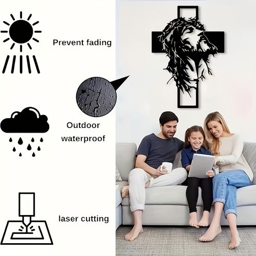 🎄✝️Metal Jesus and Cross Wall Art: Christian Home Decor