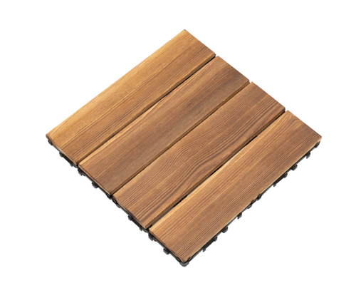 10 Pcs Patio Deck Tiles Wood Plastic Composite Interlocking Decking Tiles for Indoor & Outdoor Waterproof Brown