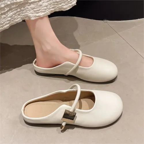 French Flat-toe Half-slipper Women's Outerwear New Spring and Summer One-foot Mary Jane Evening Shoes