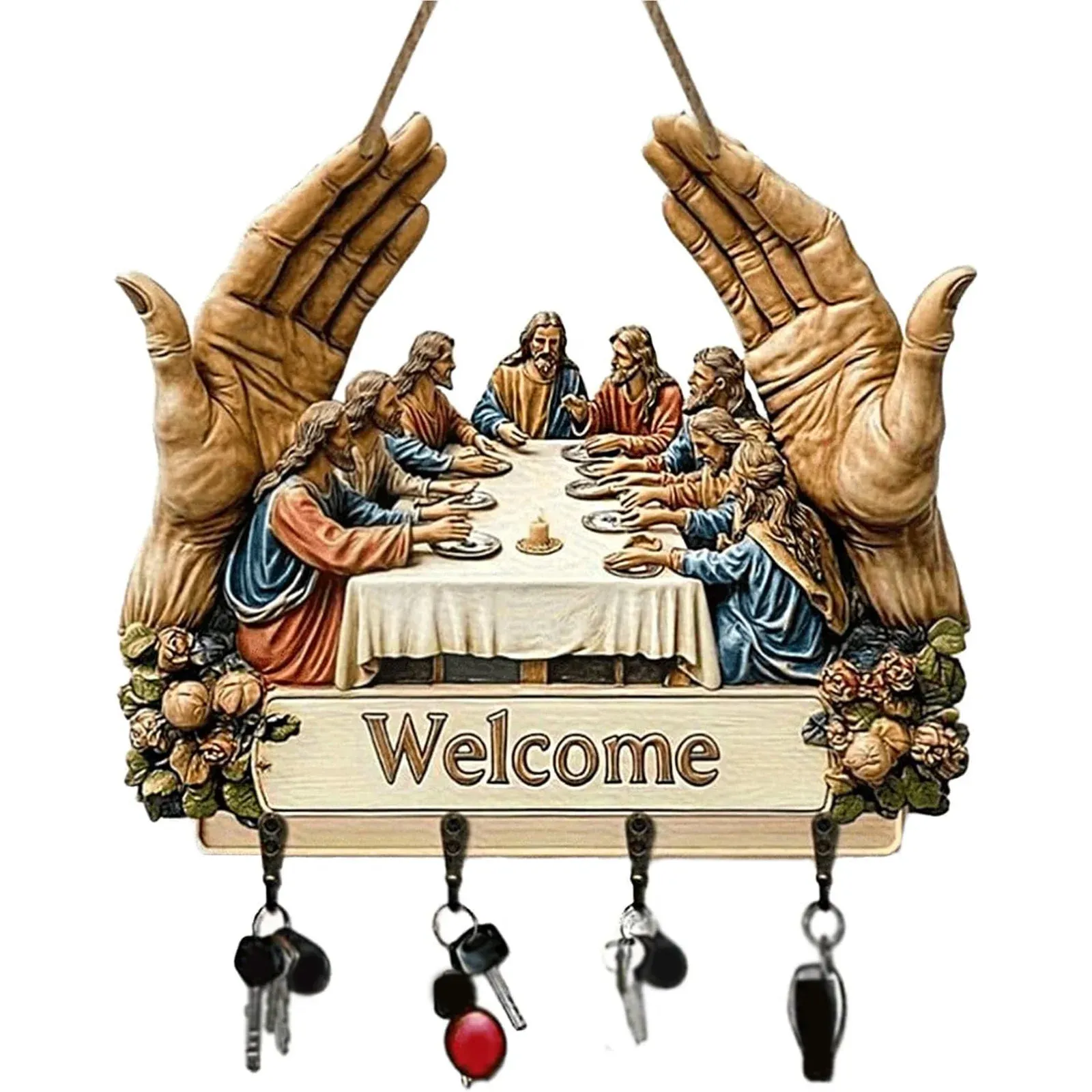 Key Holders Hooks Organizers with 4 Metal Hooks Small Keychains Organizer Racks Wear Resist for Entryway Hallway Entry