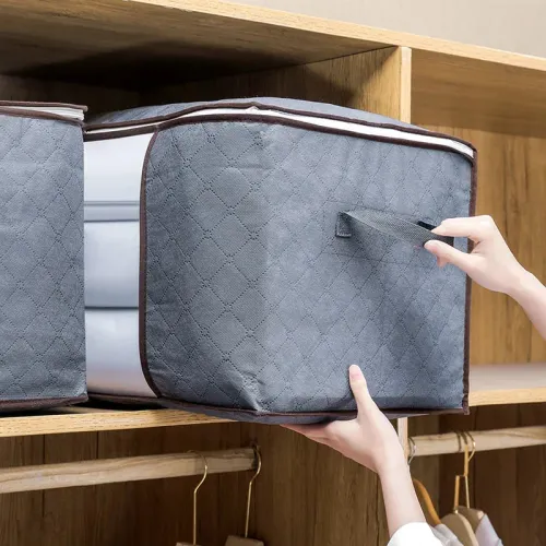 2pcs 90L Large Capacity Clothes Storage Bag Foldable Dustproof Blanket Cotton Quilt Storage