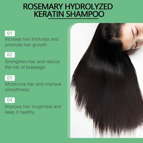 Rosemary Hydrolyzed Keratin Shampoo Soft Smooth Deep Clean Hair Volume Increased Lightweight Aloe Vera Anti Hair Loss Shampoo