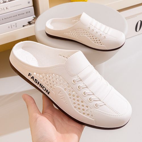 Breathable PVC Men's Slippers Non-Slip Lightweight Summer Sandals Easy-To-Wear Slip-On Mesh Slippers Beach