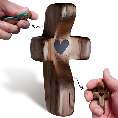 3Pcs -10Pcs  Black Walnut Wood Pocket Cross Stress Relief Spiritual Companion Cross My HeartPocket Christian Gift for Prayer & Faith