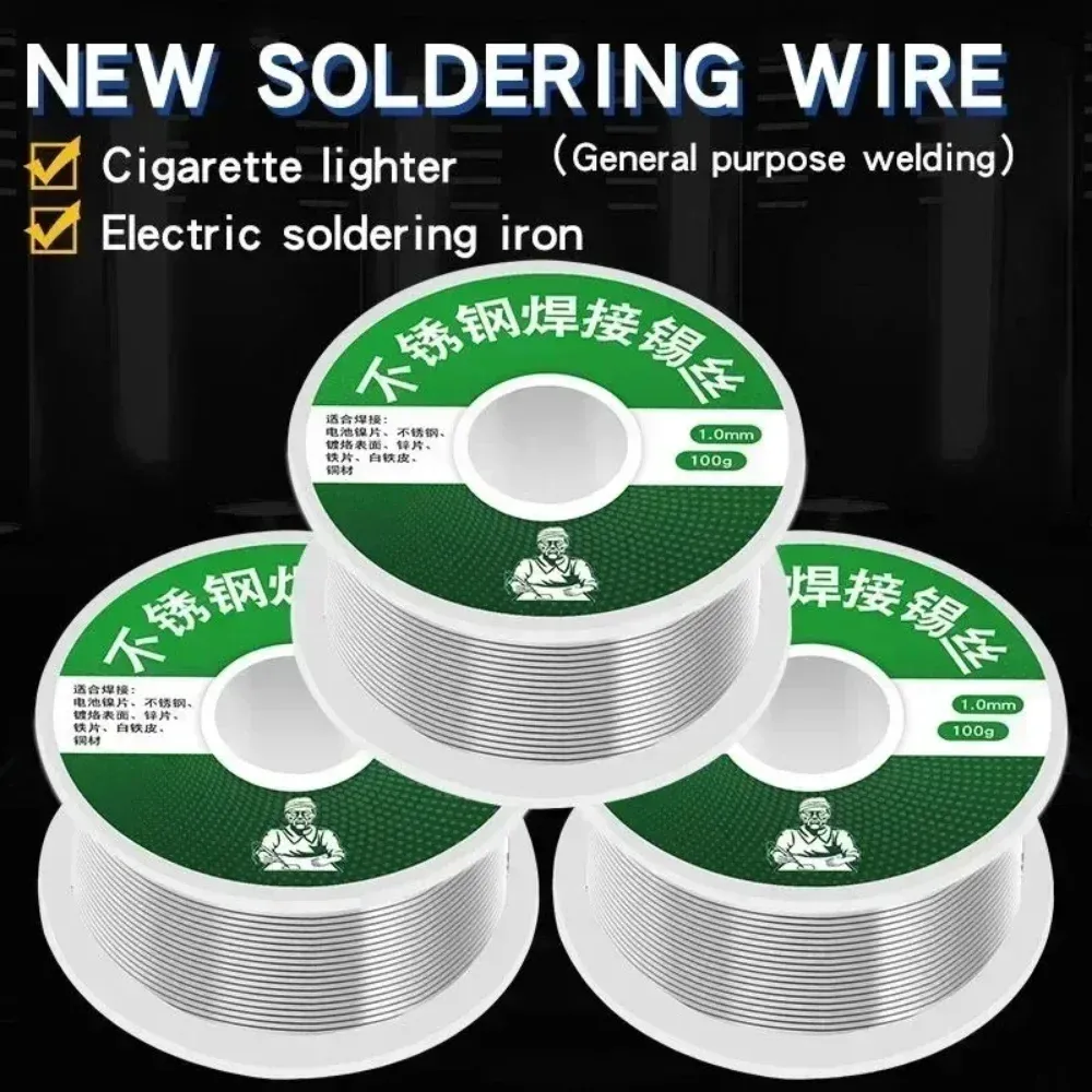 3PCS 1mm Lead-free Lighter Solder Wire  Stainless Steel Solder Welding Disposable for Copper-iron-nickel Battery Pole Piece