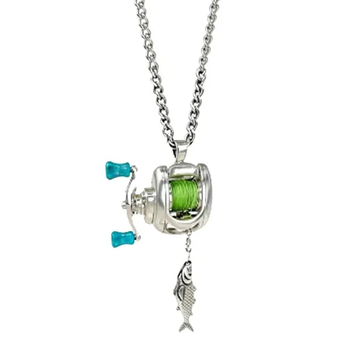 Rotating Handle Necklace Exquisite Spinning Reel Pendant Mini Casting Reels Pendant High-Quality Mini Fishing Reel Necklace