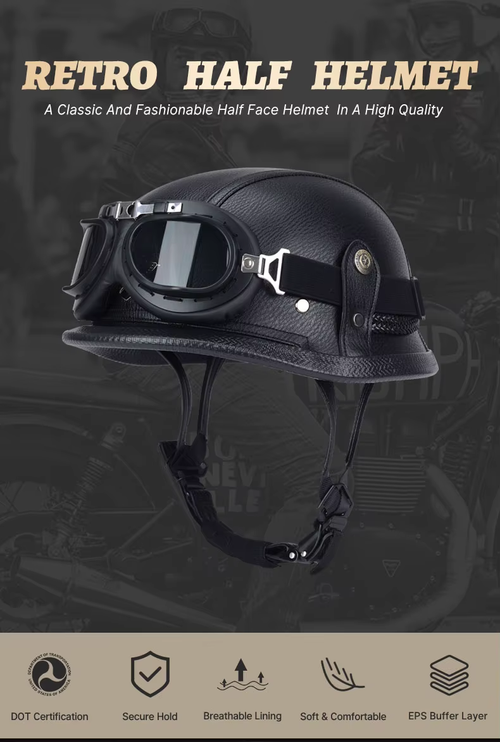 German Style Retro Cruiser Half Helmet