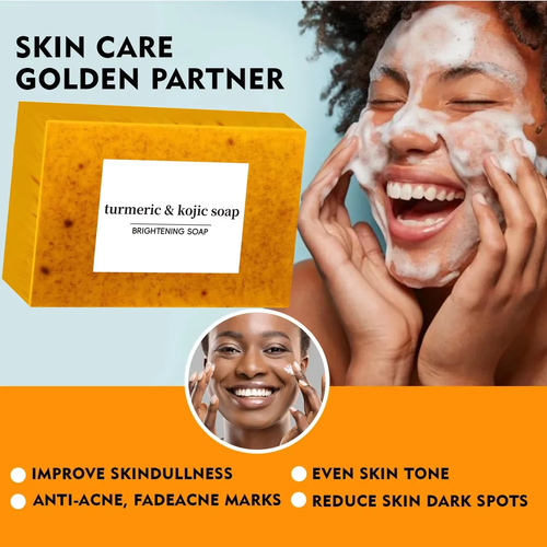 3Pcs Turmeric Soap Lemon Acids Handmade Soap Kojic acid soap Natural Skincare Bar for Moisturizing And Exfoliating Body And Face