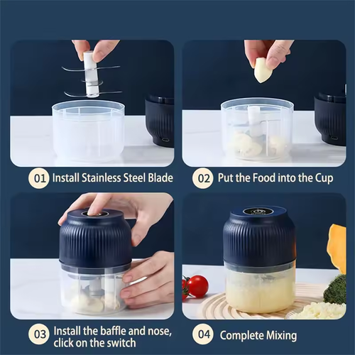 300ml Mini Wireless USB Rechargeable Electric Vegetable Chopper Garlic Crusher Food Chopper for Kitchen Gadgets for Garlic