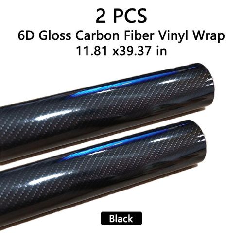 6D Gloss Carbon Fiber Vinyl Wrap Film, Self-Adhesive Car Interior Exterior Trim Decal with Air Release Channels, Waterproof Fade-Resistant Auto Sticker for Dashboard Door Mirror