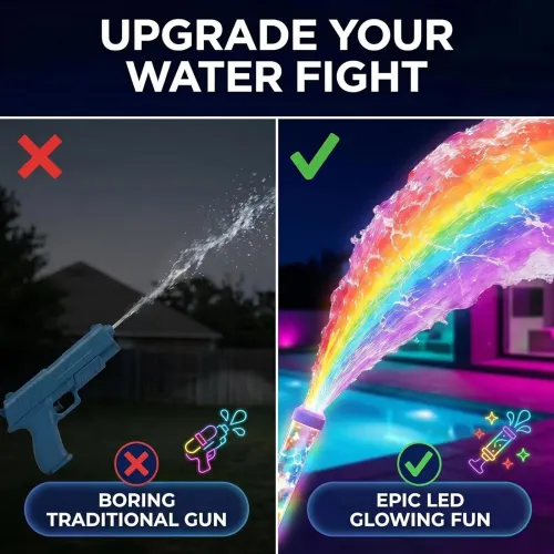 Glowing Rainbow LED Water Blaster Outdoor Firework Water Gun Glowing Rainbow Water Blaster Light-Up Splash Blasters Gun