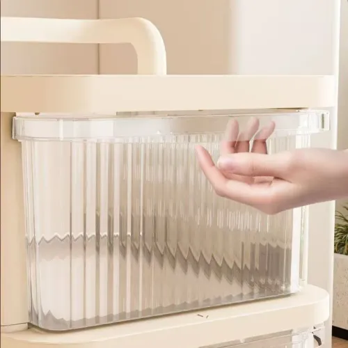 Three-layer multifunctional movable drawer organizer stable load-bearing trolley storage rack
