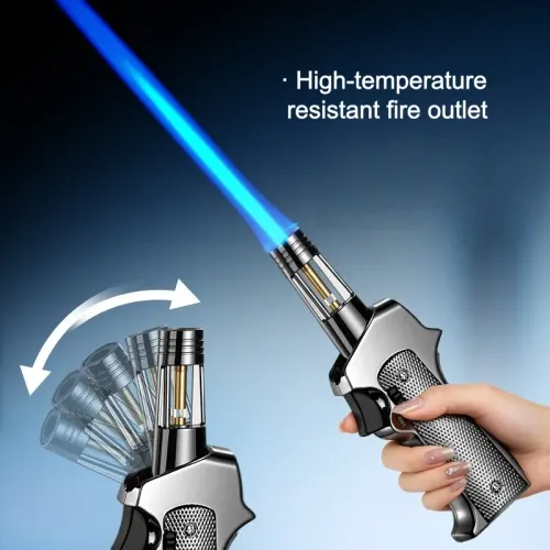 New Foldable Torch Lighter High-Temperature, Powerful Flame, Windproof Essential Outdoor Camping Lighter Cigar-Specific Torch
