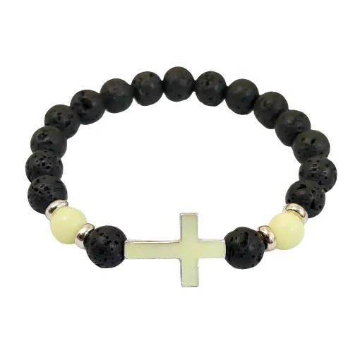 2Pcs Natural Luminous Stone Cross Bracelet