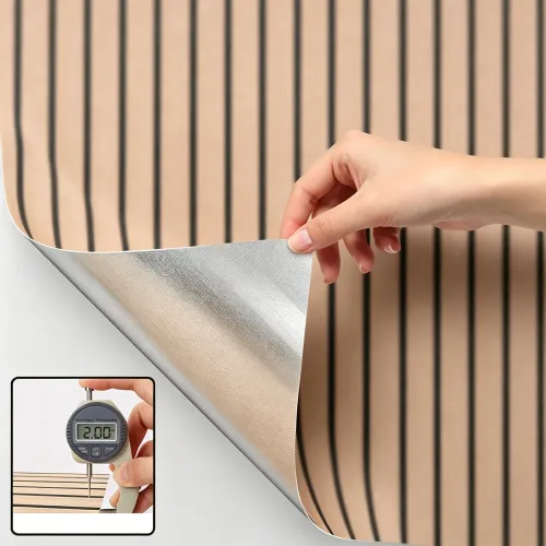 40cmx300cm Brown Stripe Pattern Wall Sticker Peel&Stick Waterproof Stain Resistant Wallpaper Home Living Room Ceiling Wall Decor