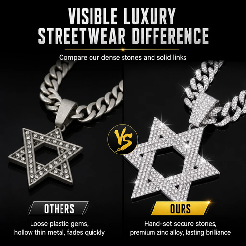 Hexagram Pendant Necklace - Silver