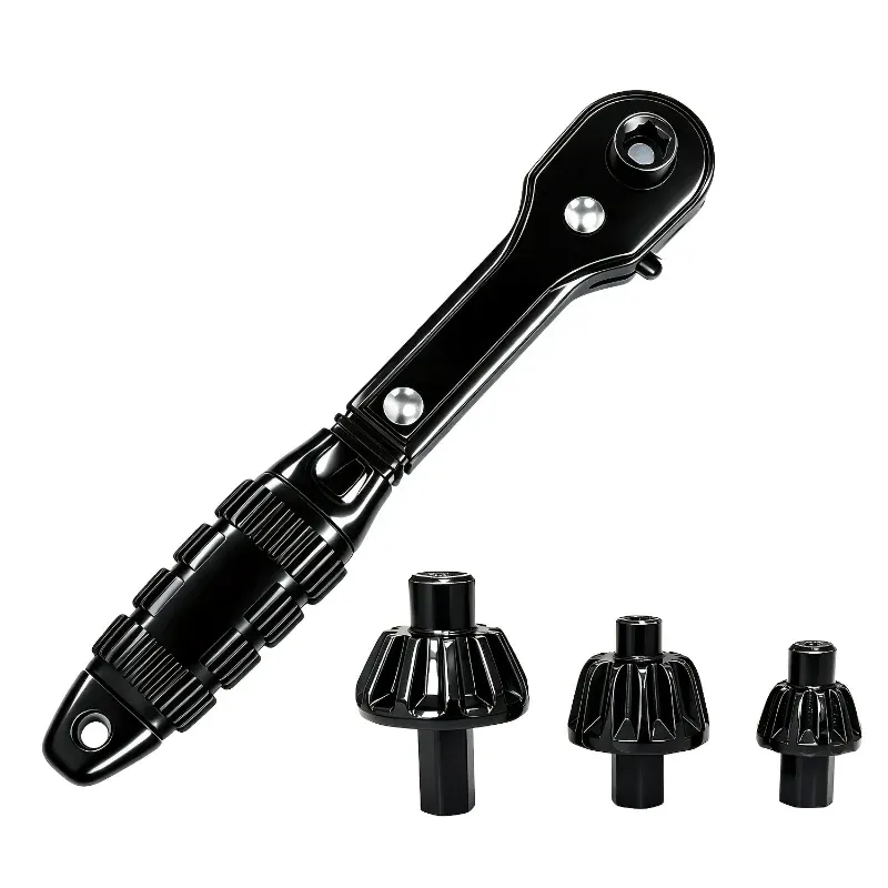 Mini Ratchet Wrench Set, Quick Release  Ratchet Handle with 3pcs Drill Chuck Adapter, Portable Hand Repair Tool for Drill