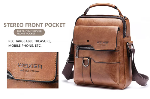 Men's Genuine Leather Crossbody Shoulder Bag