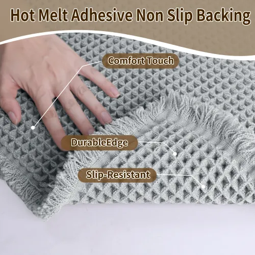 Waffle  Rugs Soft Non Slip Machine Washable Super Absorbent Bath Mats with Tassels for Bathroom Floor Tub Beside Decor