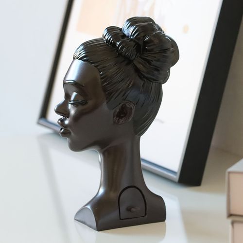 Elegant Women Head Incense Burner Black Women Face Resin Incense Stick Holder With 60Pcs Incense Cones for Room Bedroom Office