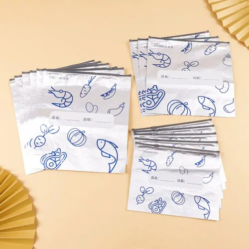 10Pcs Bag Kitchen Aluminum Foil Fresh Bag Freezer Stand Up Zip Lock Bag Large Capacity Reusable Food Organizer Bags