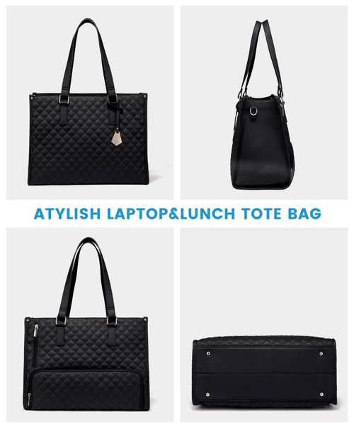 Premium 15.6 Inch Laptop Insulated Lunch Compartment Quilted Large Capacity Crossbody Bag for Women Business Work