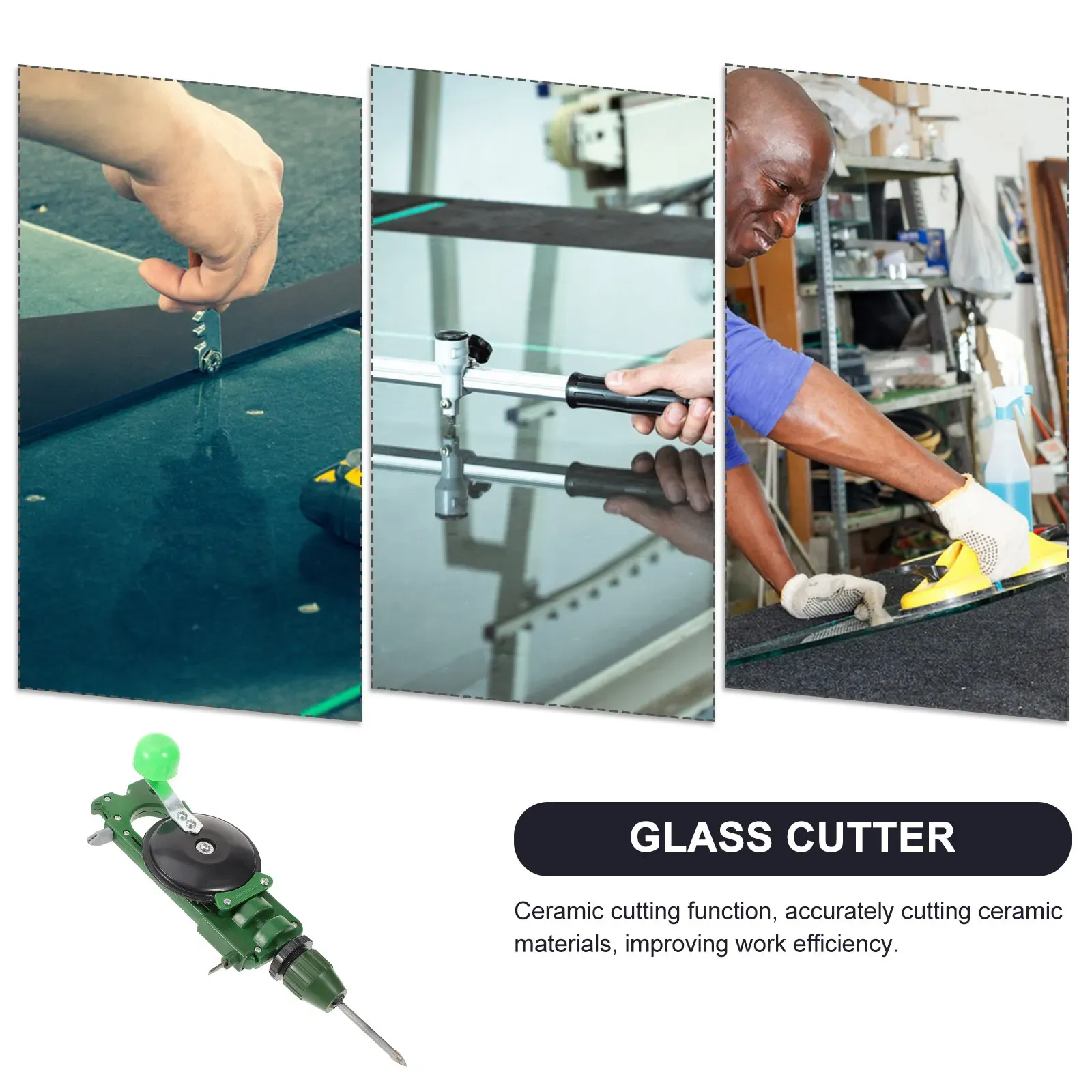 1Set Portable Glass Cutting Tool Hand Crank Punch Opener for Tiles Bottles Mirrors Metal Plastic Construction Ergonomic Design