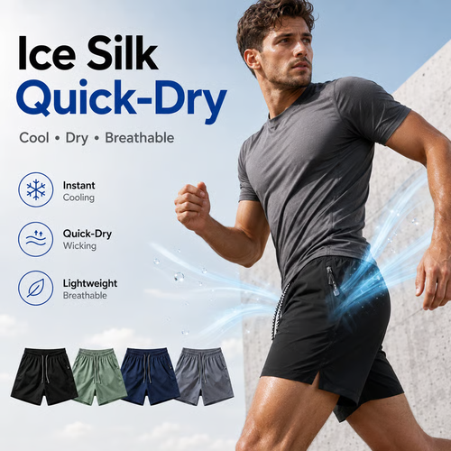Ice Silk Quick-Dry Athletic Gym Shorts Unrestricted Breathable Comfort