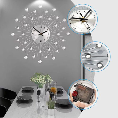 💫Stijlvolle Strass-Wandklok | Stil & Elegant Voor Jouw Interieur🕰️✨33cmx33cm