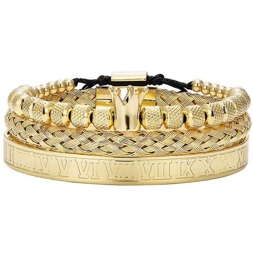 Luxury Roman Royal Crown Charm Bracelet Men Stainless Steel Geometry Pulseiras Men Open Adjustable Bracelets Couple Gifts