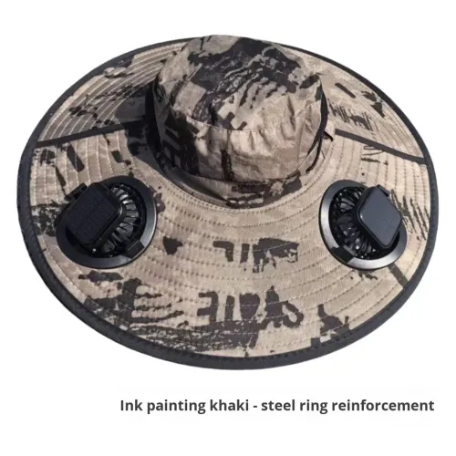 Solar-Powered Waterproof Fan Cap Rechargeable USB Charging Fisherman Hat UPF 50+ with 2 Solar Fan