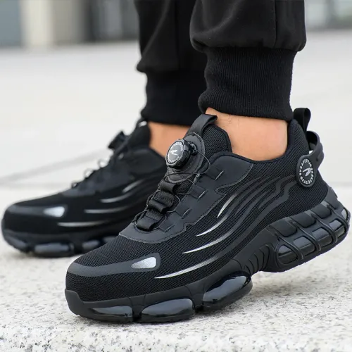 Rotating Button Safety Shoes Men Steel Toe Sneaker Air Cushion Work Shoes Man Puncture Proof Work Safety Boots Protective Shoes