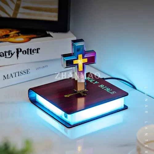 Magnetic Levitation Cross Bible Night Light for Room Home Decoration Desk Accessories Decor Novelty Gift