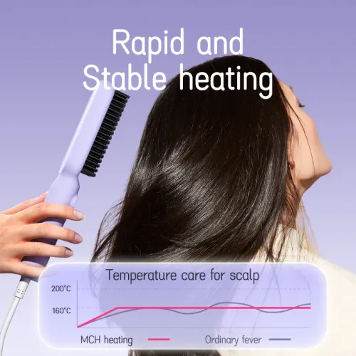 Electric Hot Air Comb Home Straightener Hair Brush mini Temperature controlled ceramic heating straight hair comb curling iron