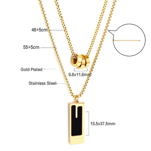 High-end double-layer sweater chain Fashionable titanium steel necklace