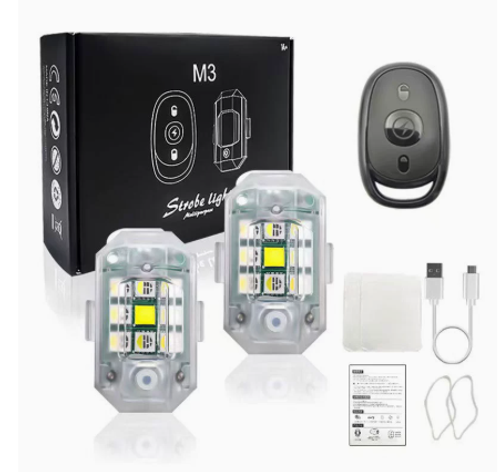 2pcs Led Motorcycle Car Drone Strobe Warning Light Flashing Light Portable Anti-Collision Light