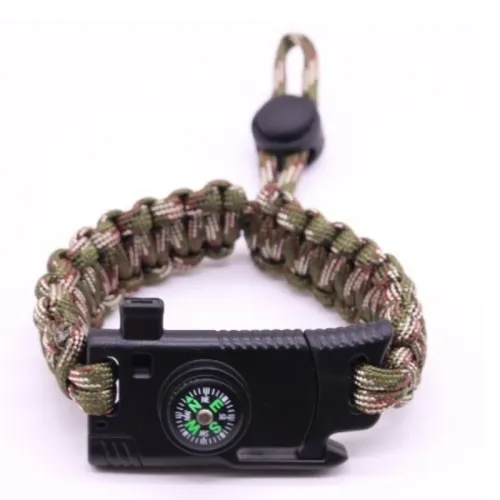 2026 New Outdoor Survival Tool Kit, Multi-Function Survival Paracord Bracelet Components with Fire Steel, Compass, Whistle