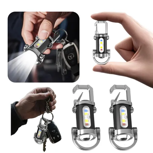 LED Keychain Flashlight Type-C USB Rechargeable Pocket Working Light Outdsie & Emergency Keyring Torch Ultralight Warn Light