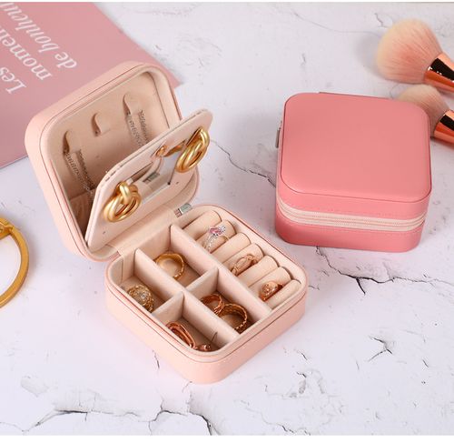 Mirror Jewelry Box Travel Earring Necklace Storage Box Portable Jewelry Box