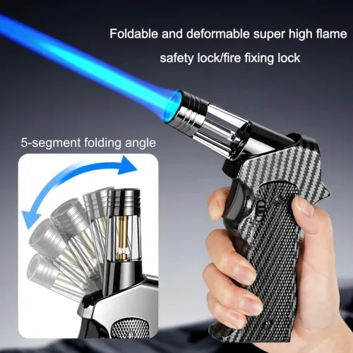 New Foldable Torch Lighter High-Temperature, Powerful Flame, Windproof Essential Outdoor Camping Lighter Cigar-Specific Torch