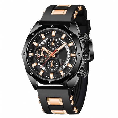4PCS Hot-Selling Stylish Mens Watch Set – Business-Casual Watch, Bracelet, and Cross Necklace Set