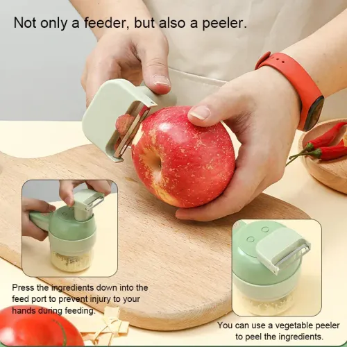 4-in-1 electric vegetable slicer, food peeler, garlic crusher, meat grinder, household kitchen chopper